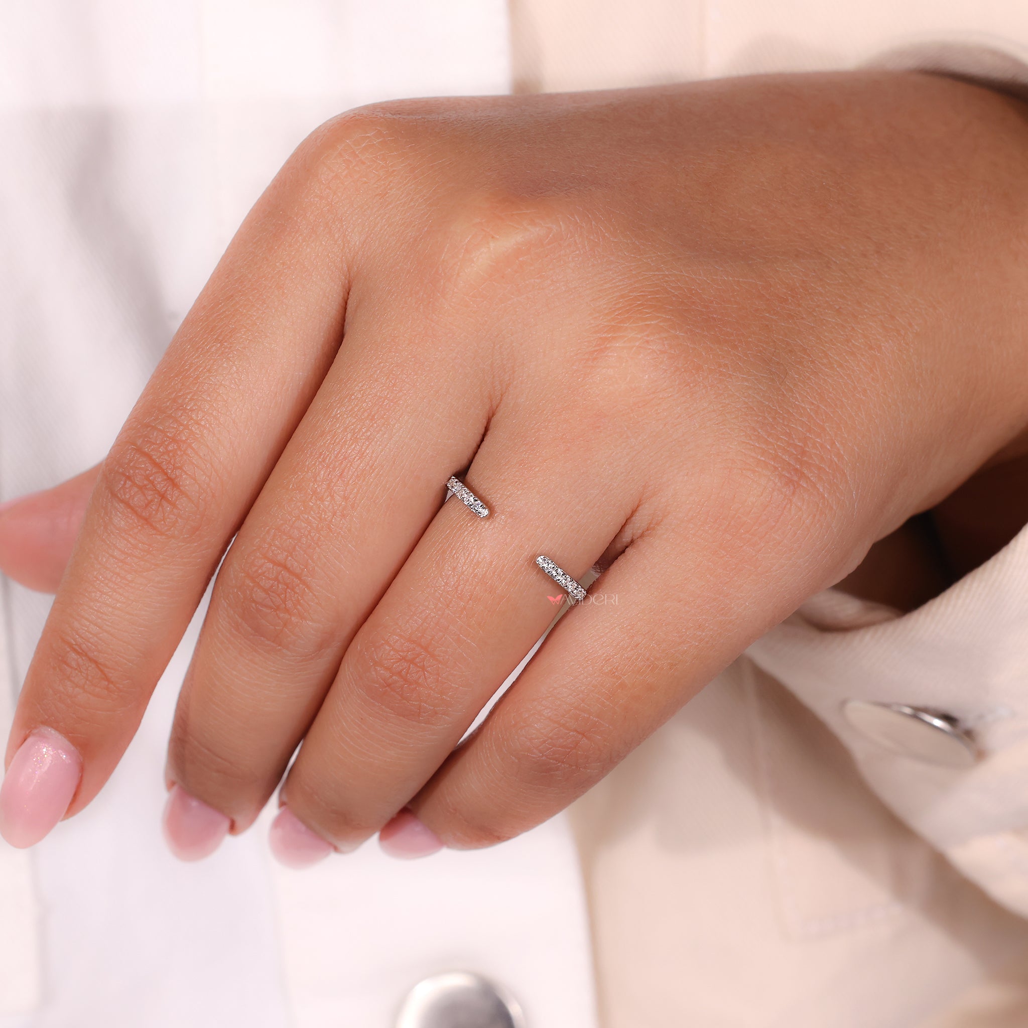 Unique wedding band with modern design.