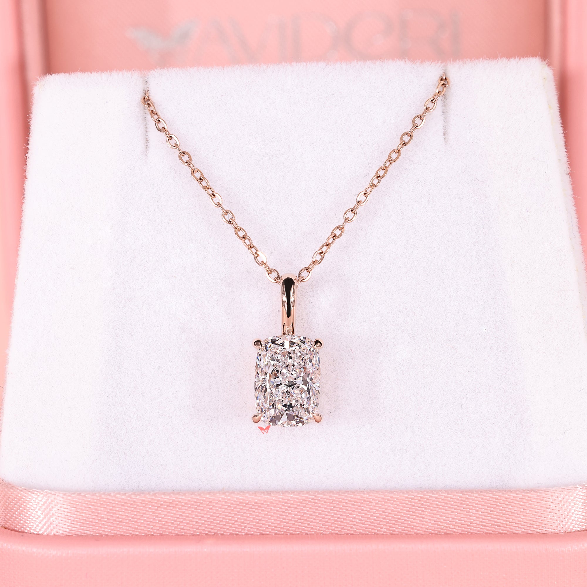 Avideri pendant designed with cushion cut solitaire diamond.