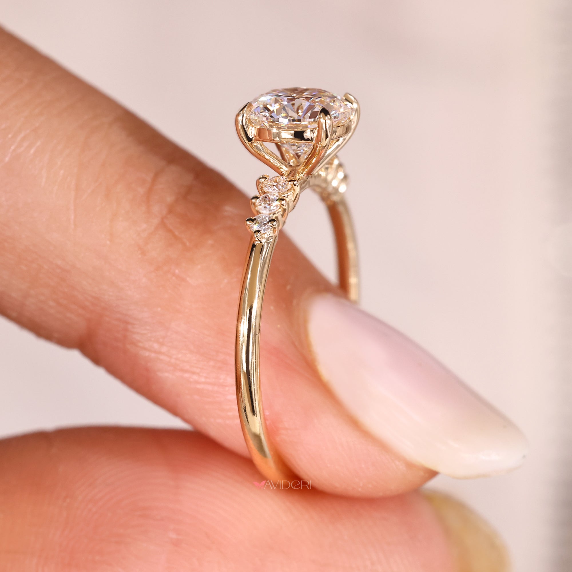 Lab grown diamond ring with classic prong design.