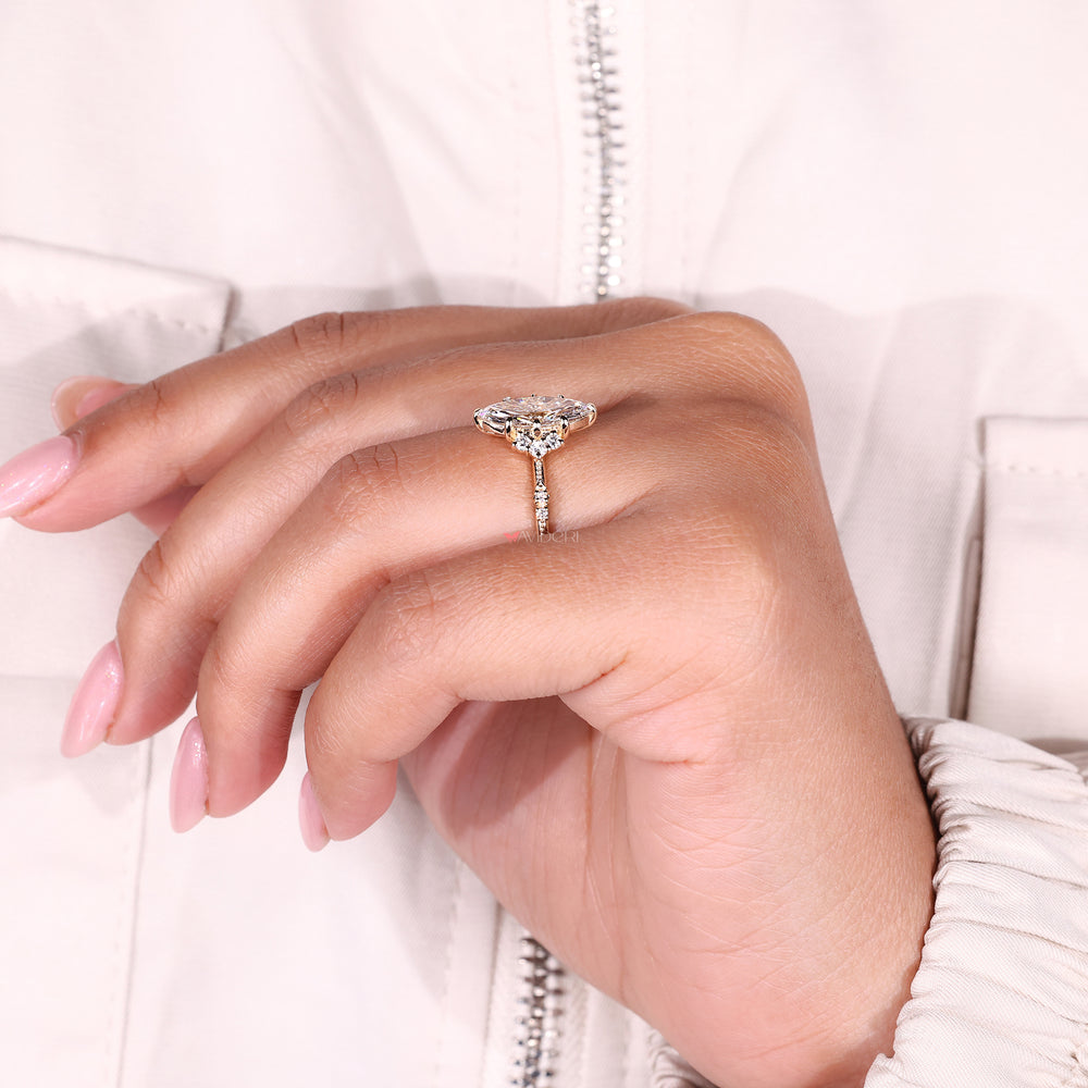 Lab Grown Diamond Ring with a marquise cut, providing ethical luxury in yellow gold.