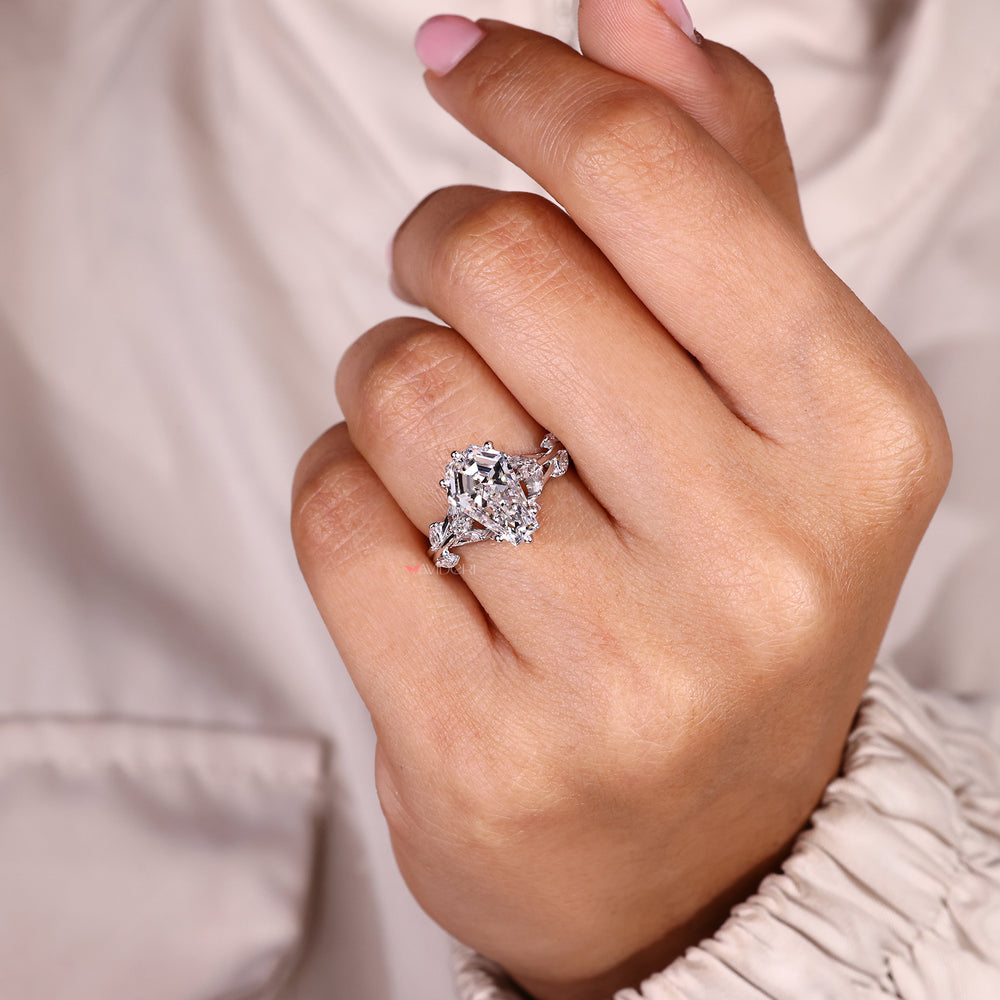 Nature Inspired Coffin Cut Diamond Engagement Ring