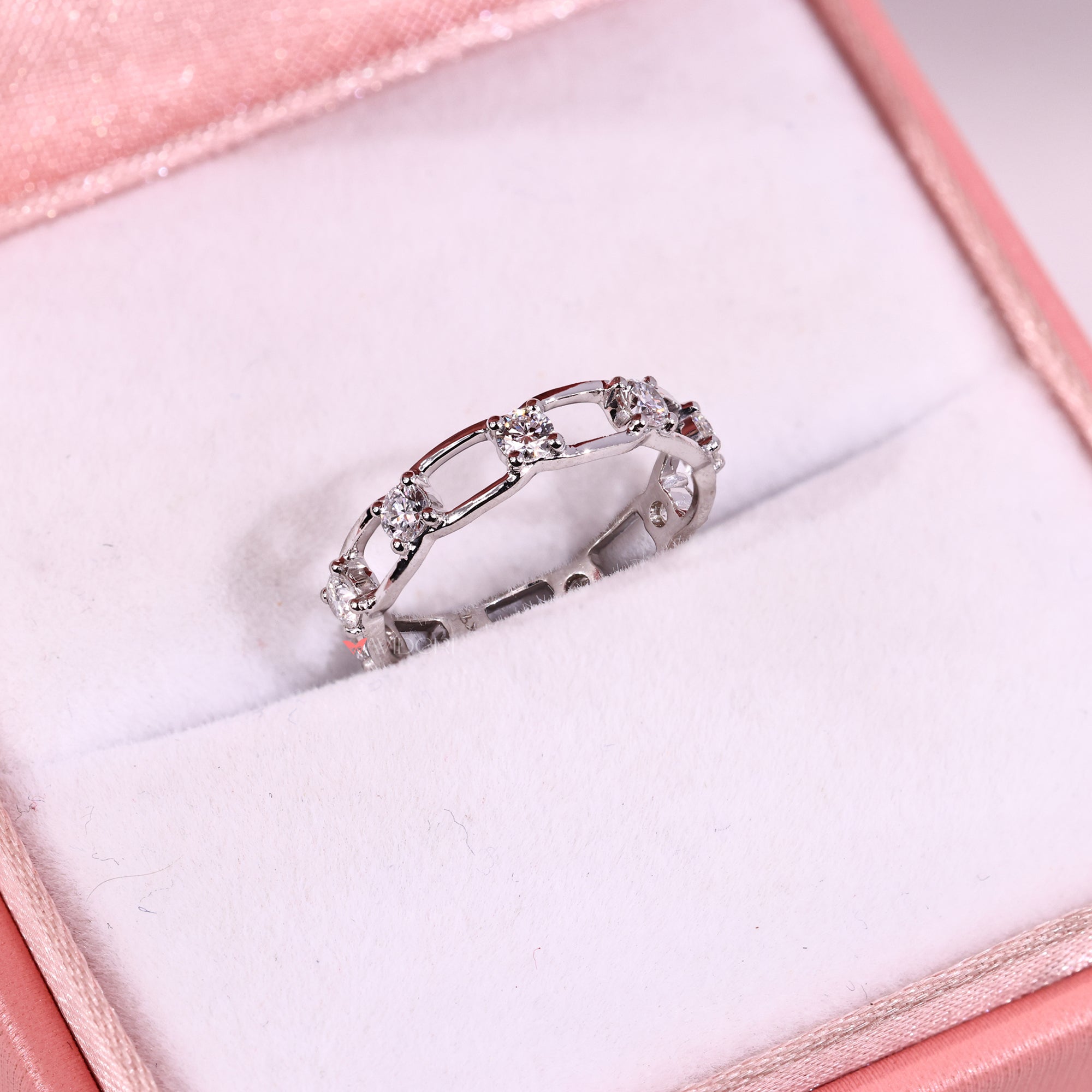 Custom wedding band with lab grown diamond.