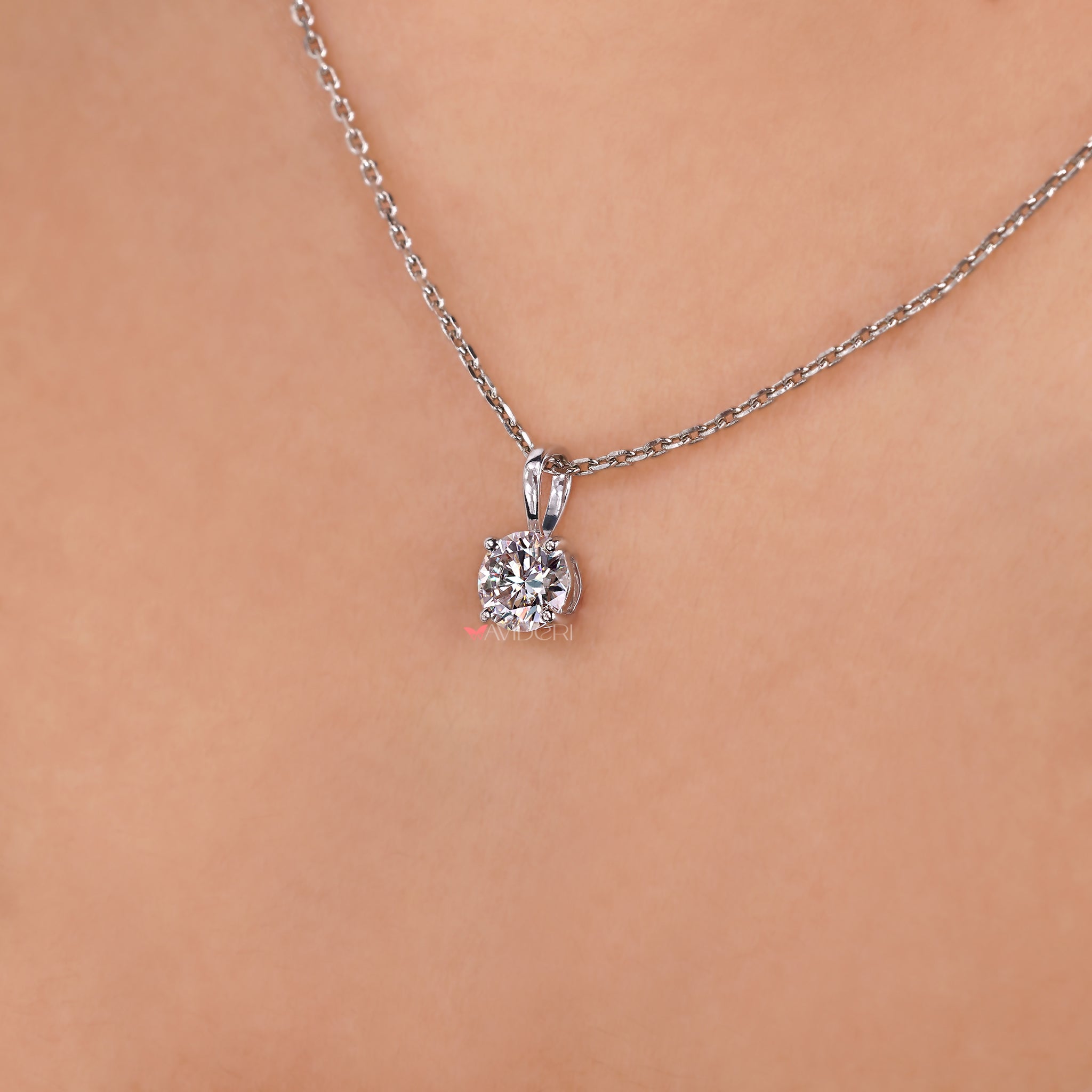 Dainty 6mm moissanite pendant for her.