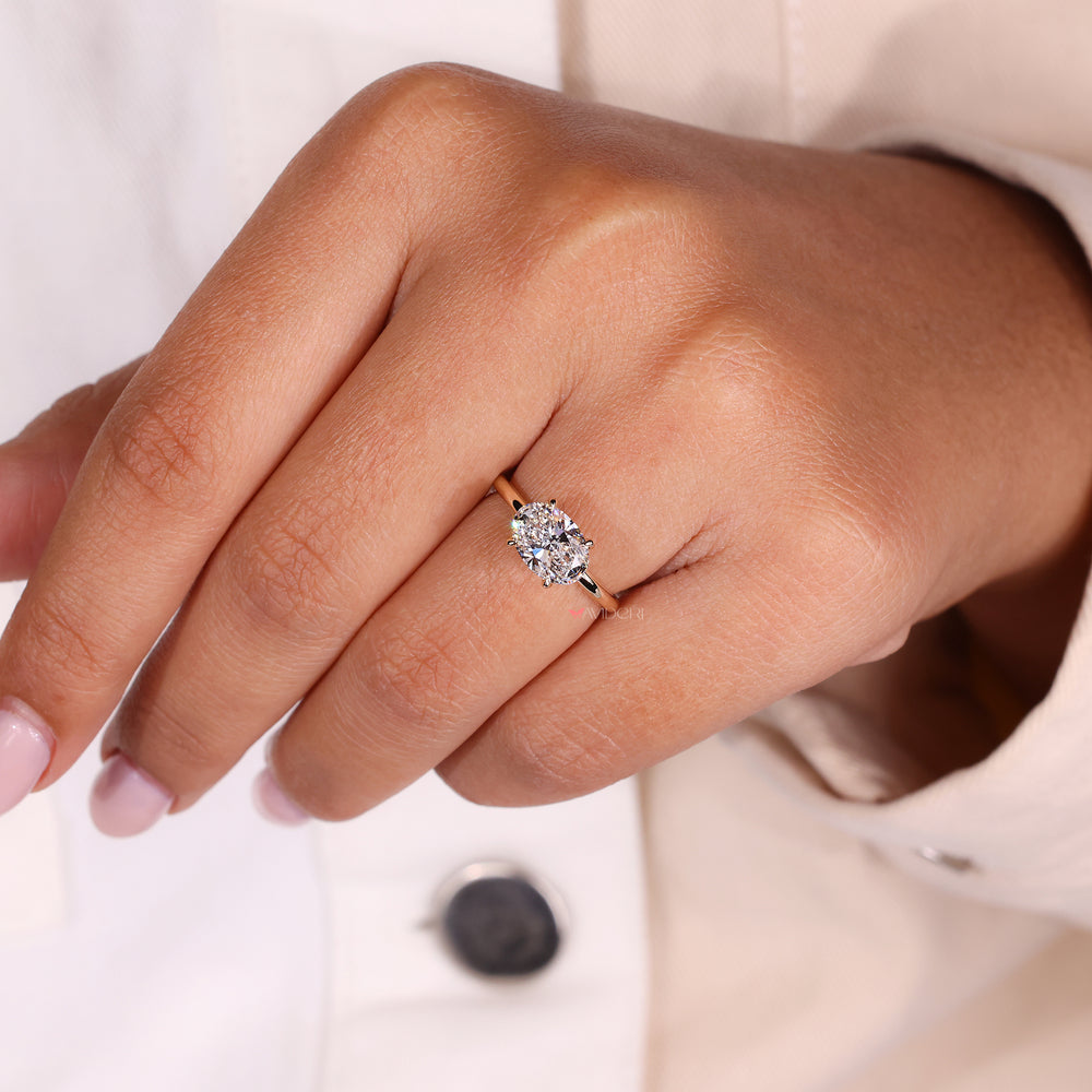 Yellow gold engagement ring, 4 claw prong ring, handmade ring
