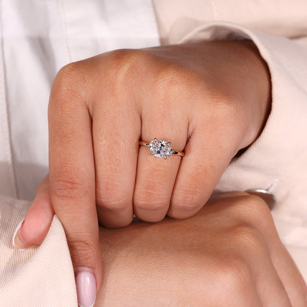 Oval cut diamond ring, avideri engagement ring, Lab Grown Diamond
