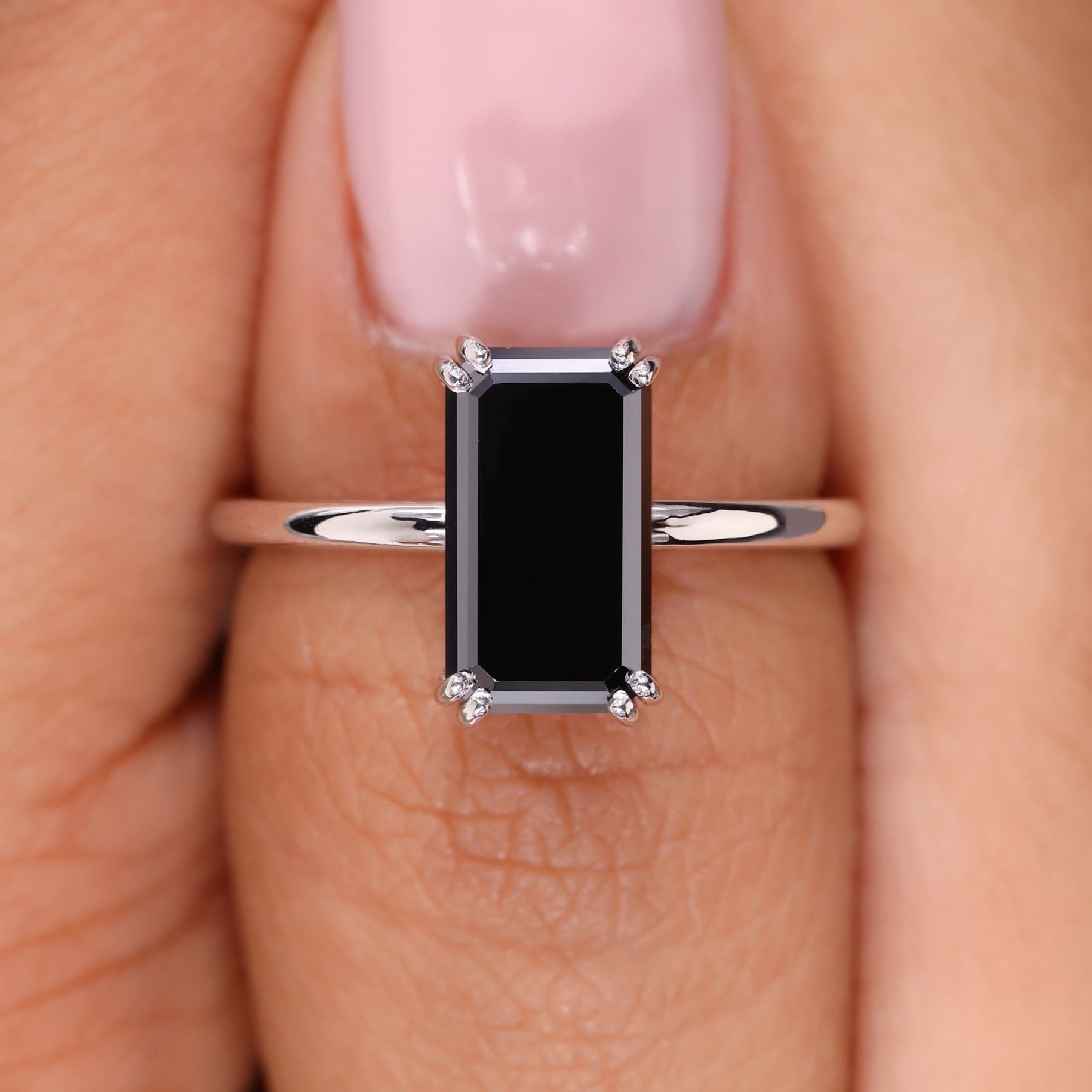 Bold black moissanite ring designed with timeless elegance
