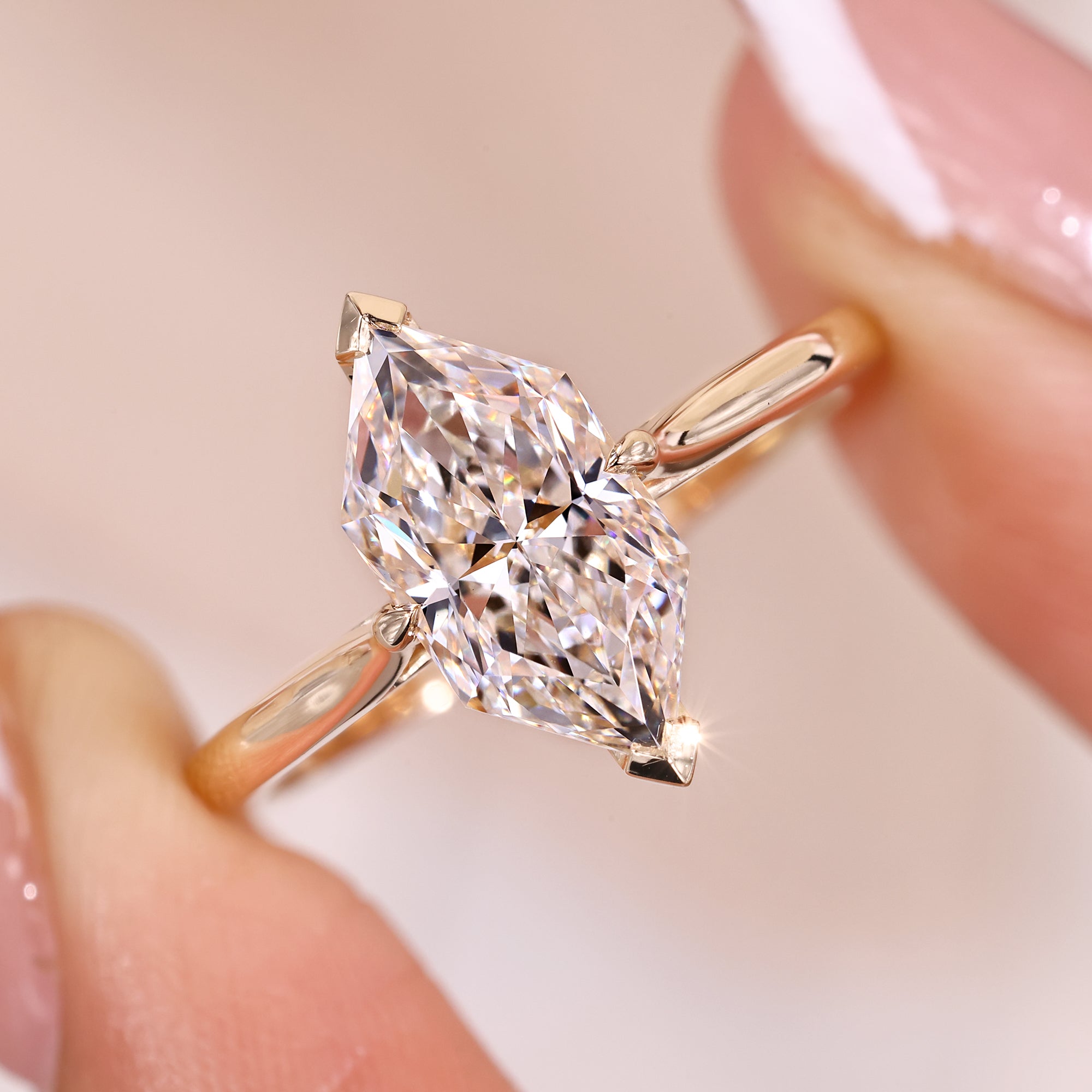 Hidden Halo Diamond Ring in yellow gold.
