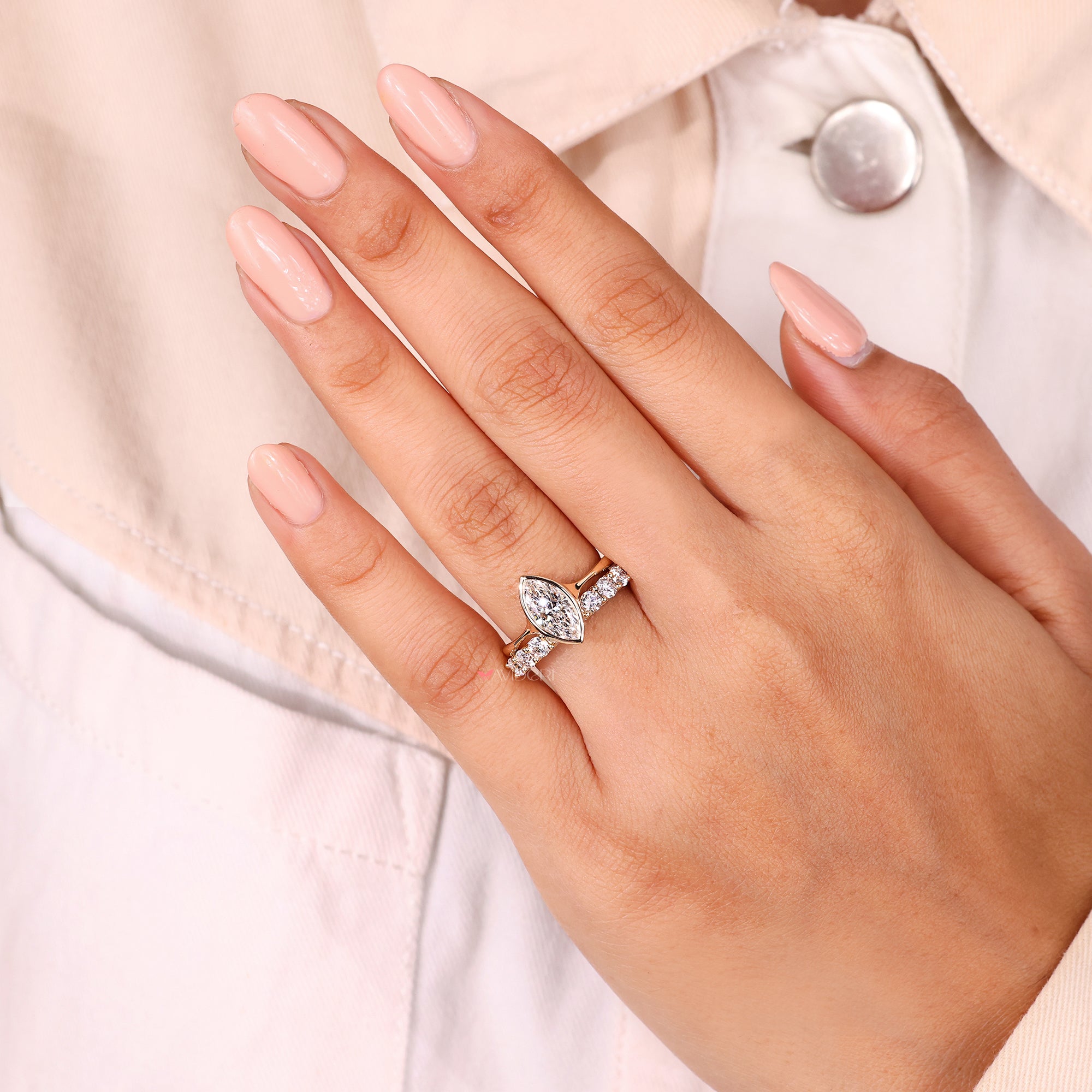 Half eternity diamond wedding band design.