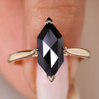 Rose Cut Black Dutch Marquise Engagement Ring In Yellow Gold