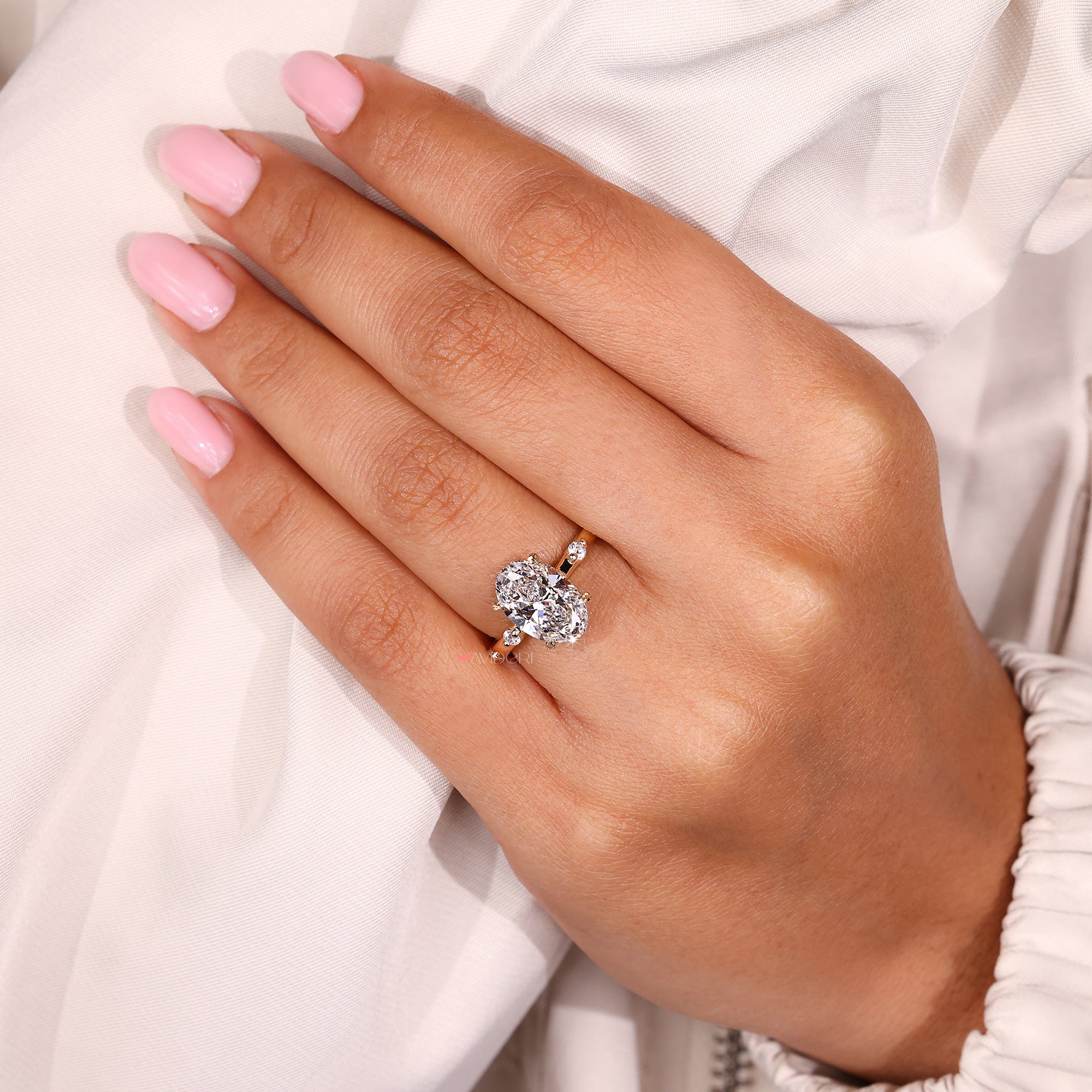Yellow gold engagement ring shines with warm, rich color.