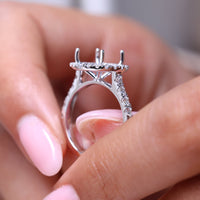 Round Diamond Halo Semi Mount Engagement Ring