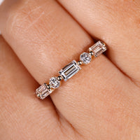 Baguette and Round Diamond Wedding Band