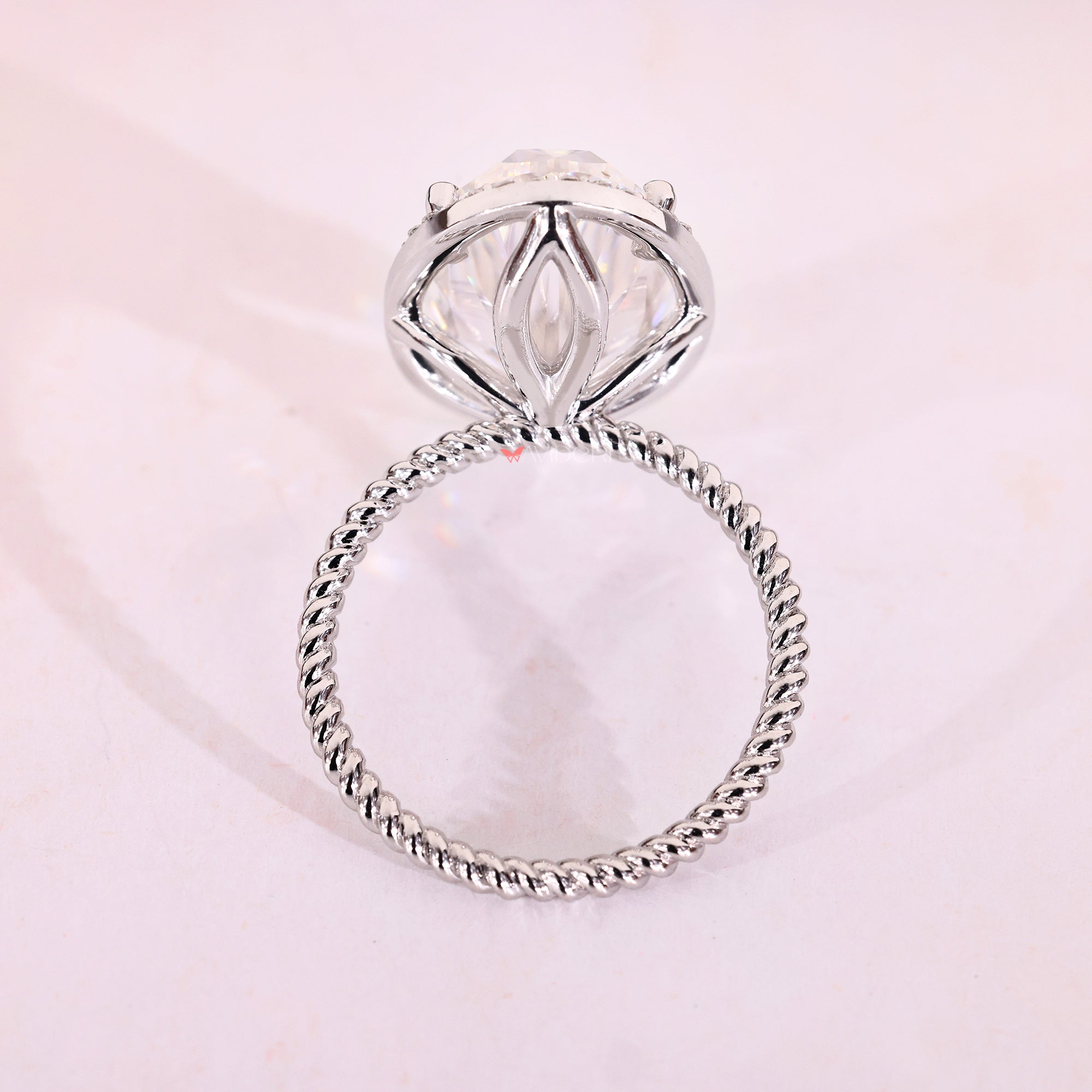 White gold engagement ring, three stone ring, avideri engagement ring.