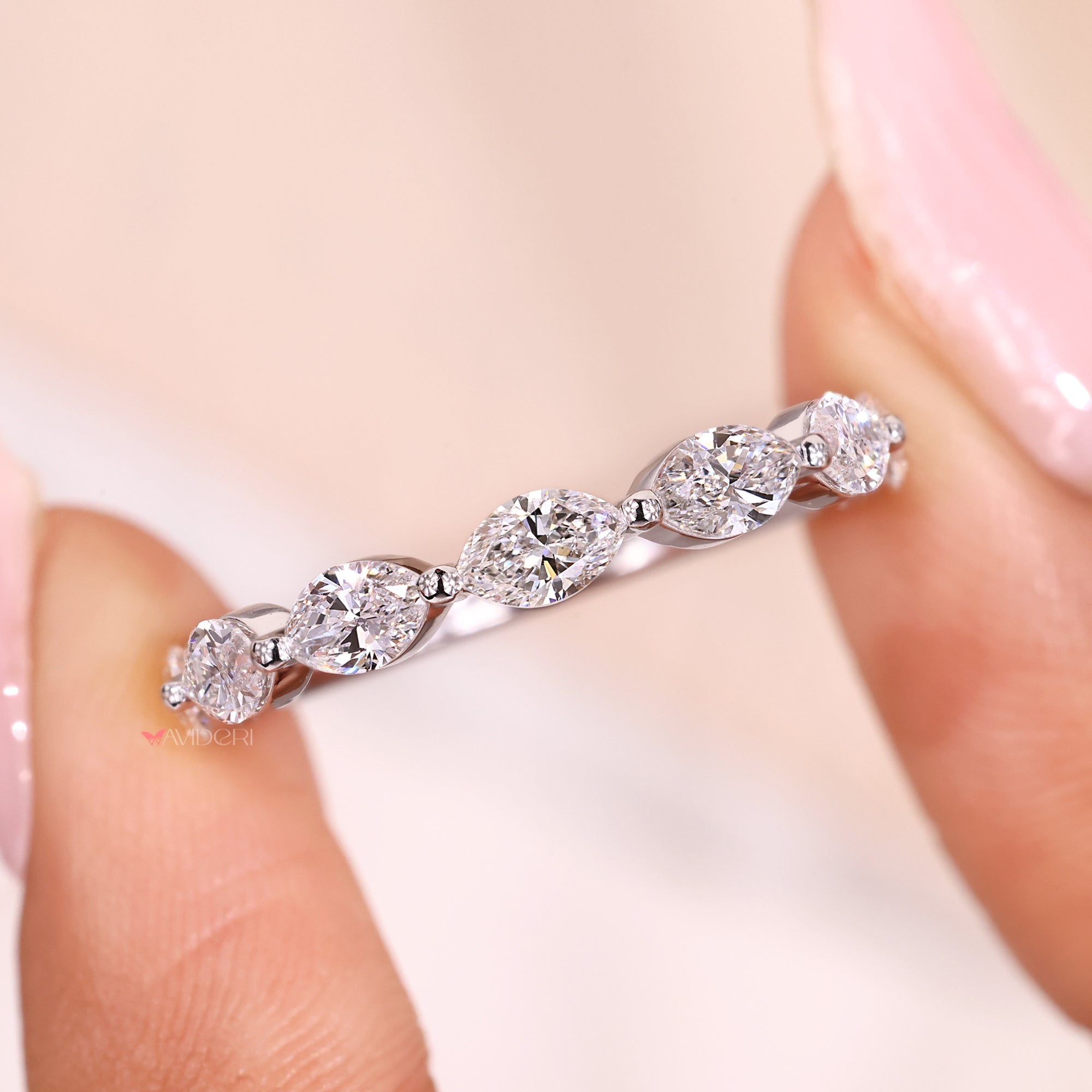 Handmade band set in diamond wedding band.