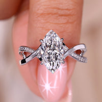 Twisted Engagement Ring - Marquise Cut