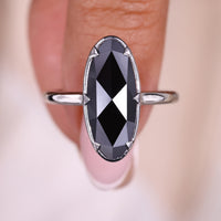 Moval Rose Cut Ring White Gold Metal
