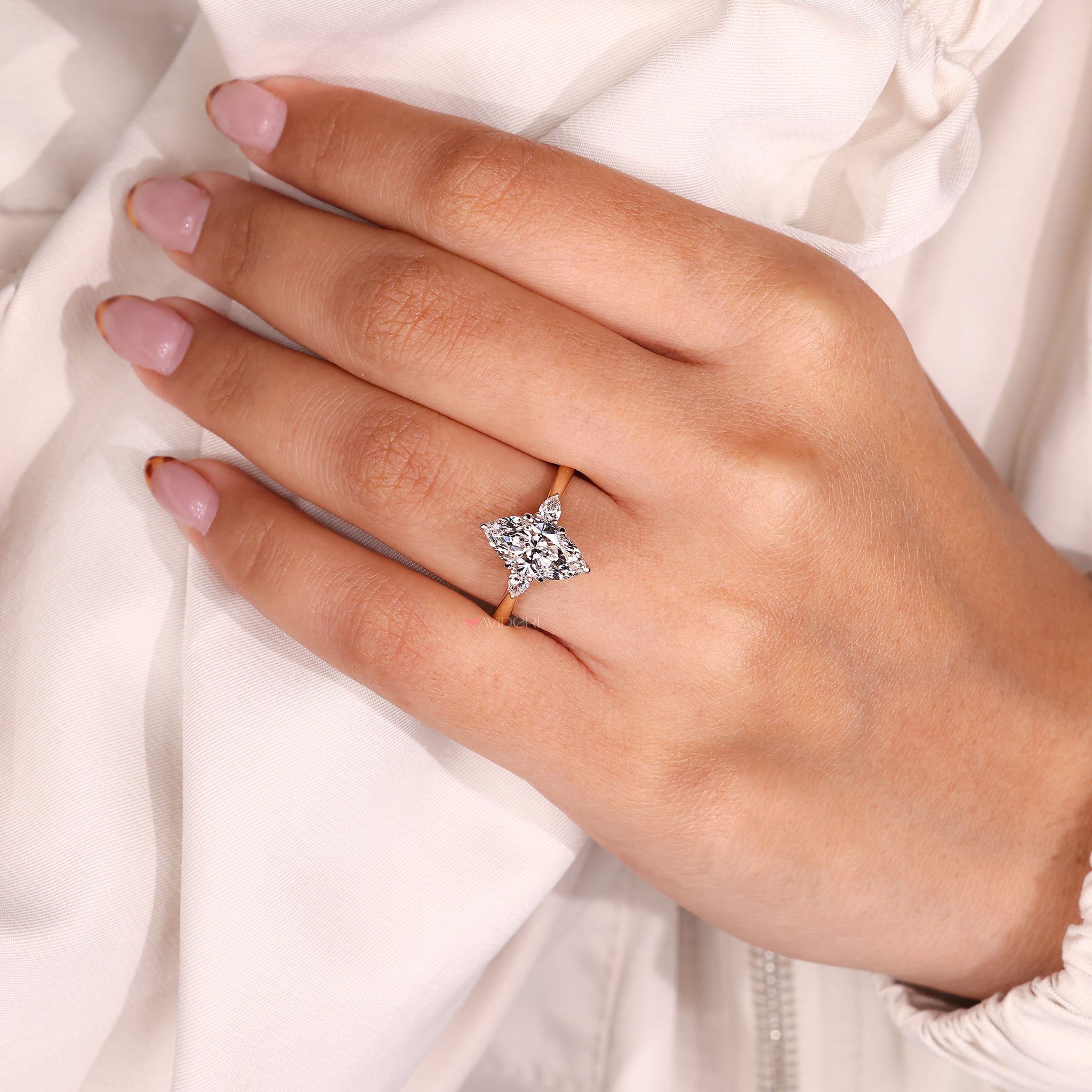Avideri engagement ring with lab grown diamonds.