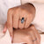 Moval engagement ring, solitaire ring, black moissanite ring.