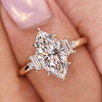 Five Diamond Engagement Ring With Marquise Center