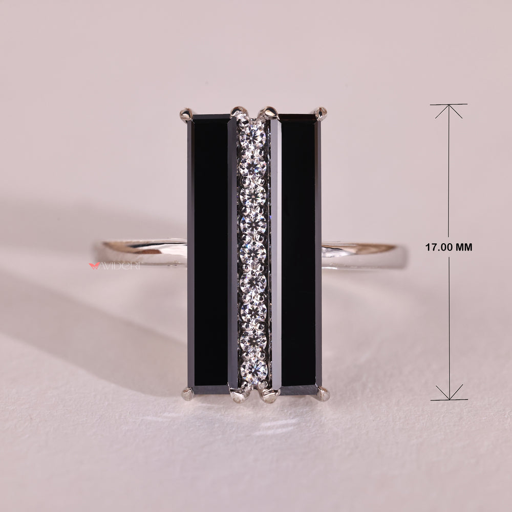 Unique engagement ring, black moissanite ring, black diamond ring.