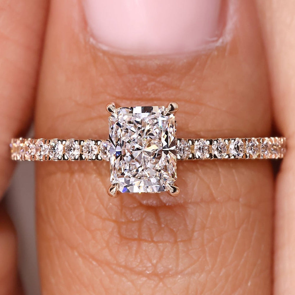 Radiant diamond ring, radiant engagement ring, handmade ring.