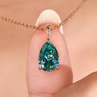 Pear Shaped Pendant Featuring Cyan Blue Moissanite