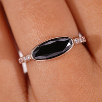 Black Moissanite Moval East West Ring