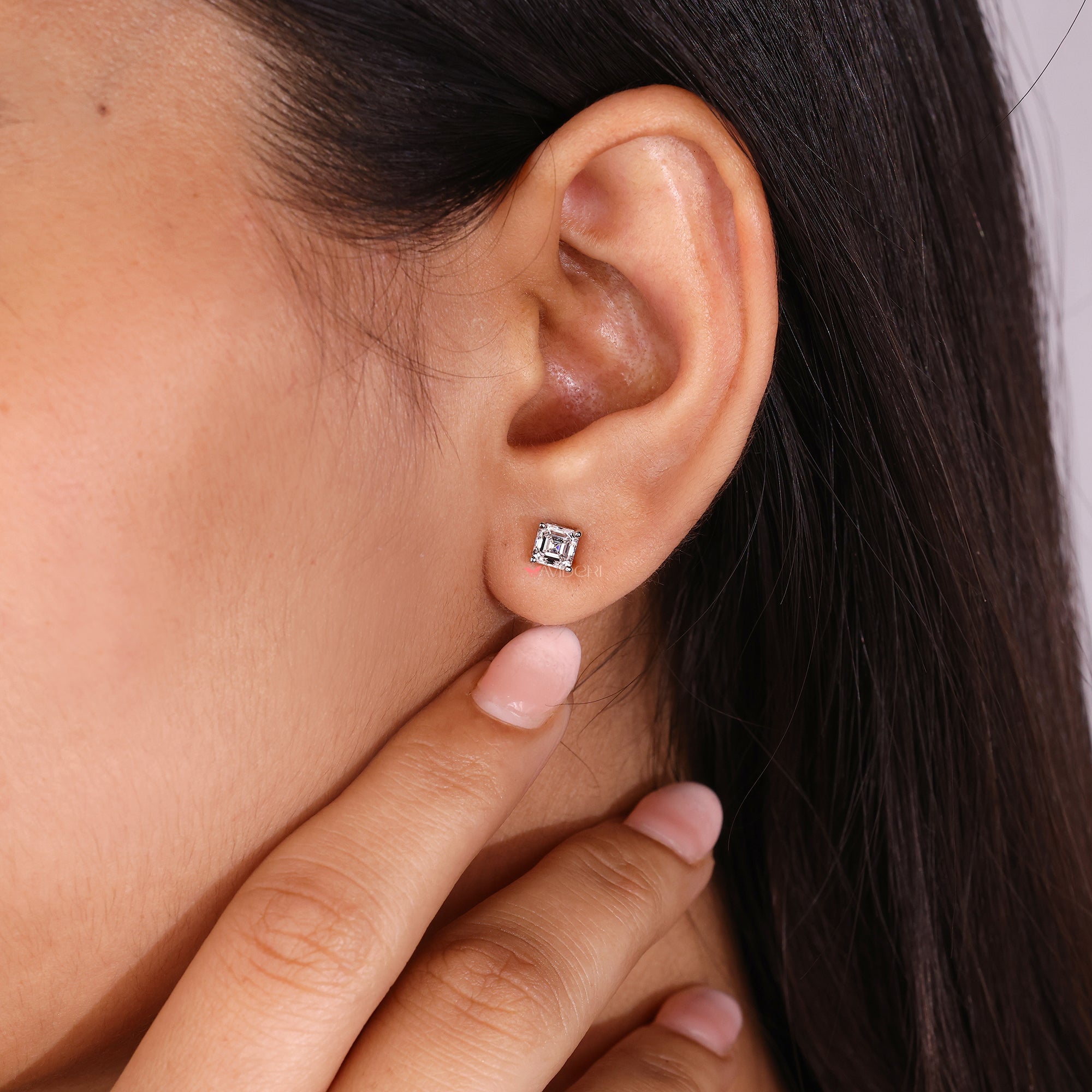 Stud diamond earrings crafted for a clean and modern look.