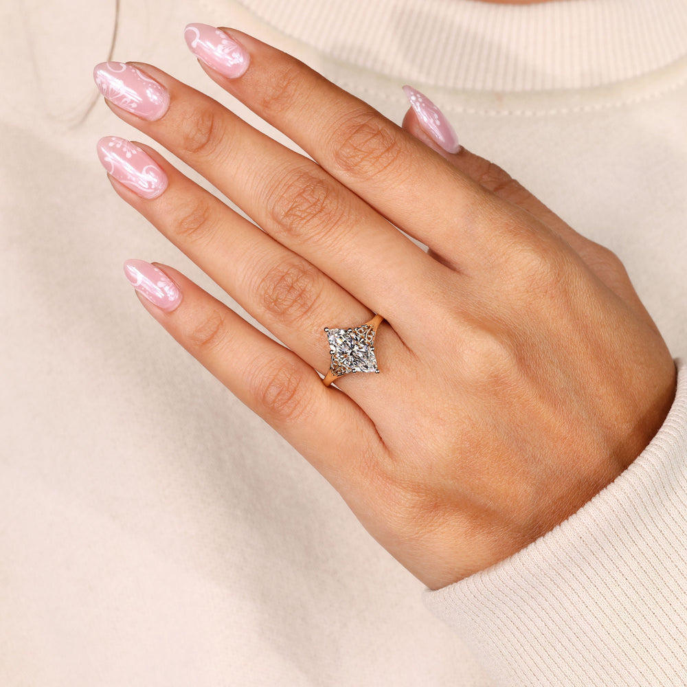Handmade marquise engagement ring by Avideri.
