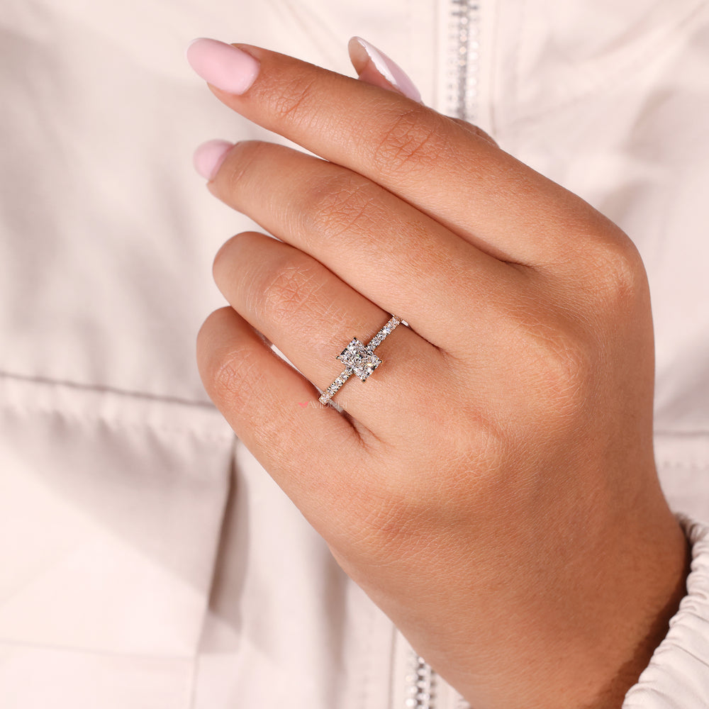 Handmade ring, radiant diamond ring, yellow gold engagement ring.
