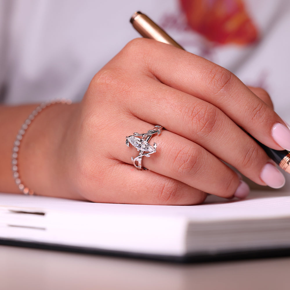 Avideri engagement ring, marquise diamond ring, white gold engagement ring
