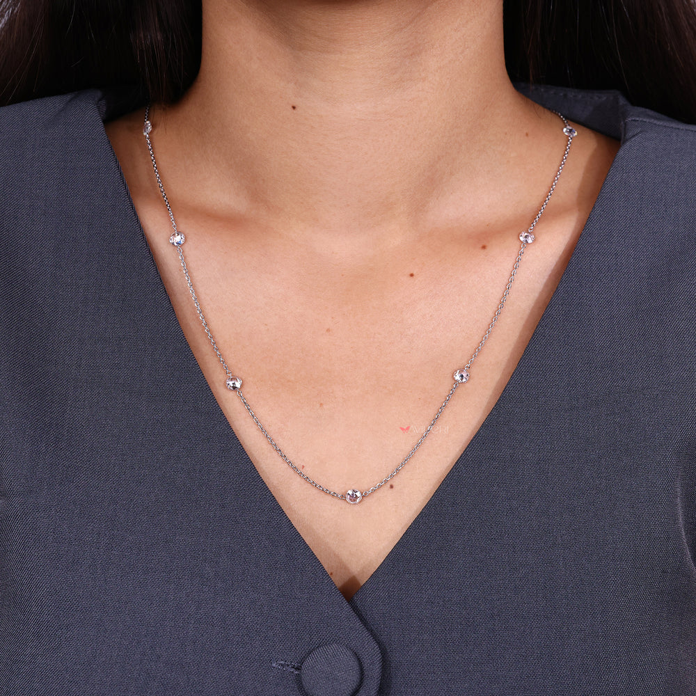 Round rose cut diamond pendant necklace.