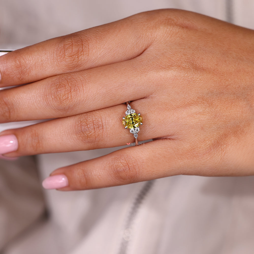 Avideri oval cut yellow diamond ring handmade.