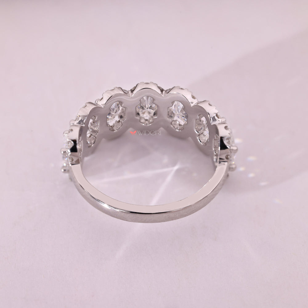 White gold wedding band with Lab Grown Diamonds.