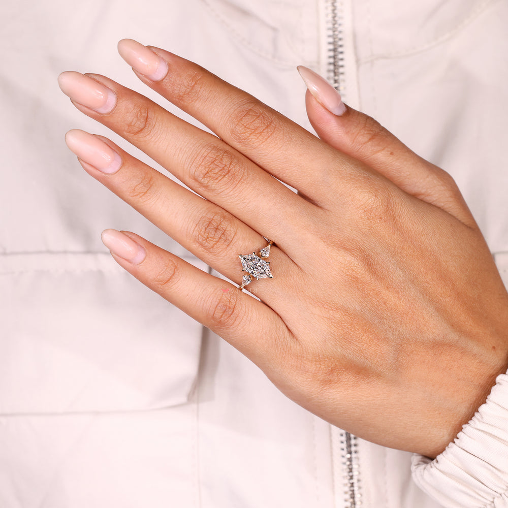Dutch marquise diamond ring with four claw prong setting
