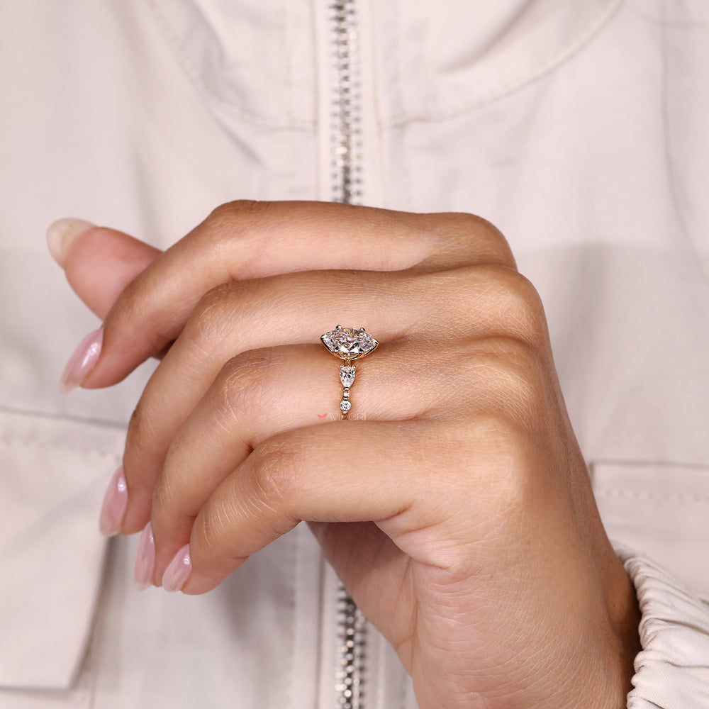 Lab grown oval diamond ring IGI certified.

