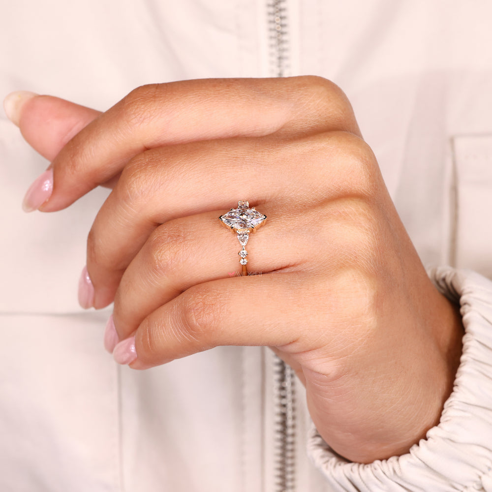 Lab grown marquise diamond ring IGI certified.
