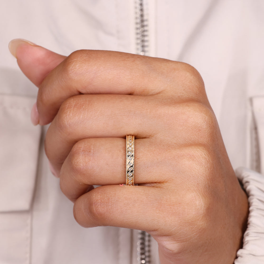 Lab grown diamond wedding band handmade.
