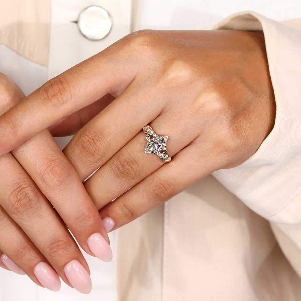 IGI certified marquise diamond ring handmade.
