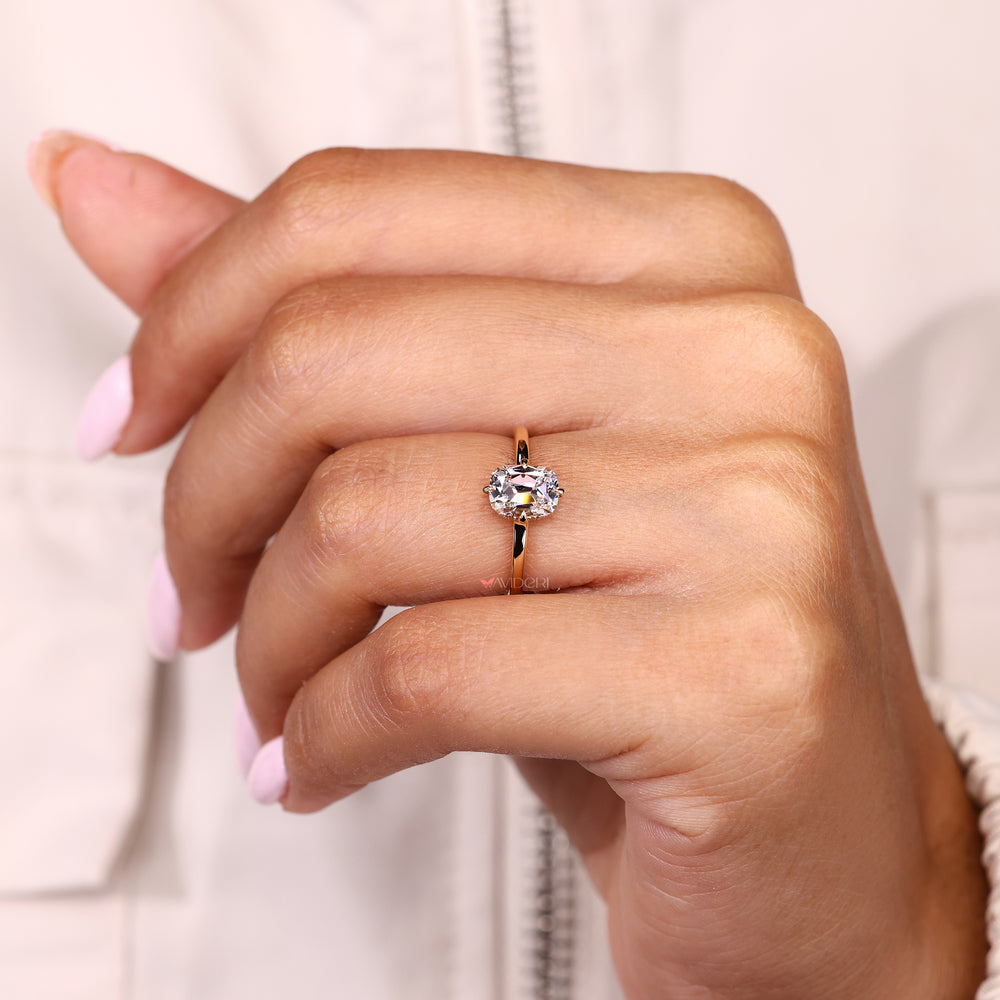IGI certified solitaire ring with cushion OEC diamond center
