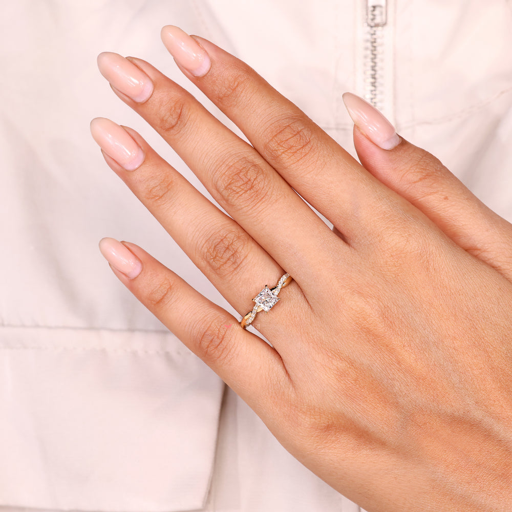 IGI certified lab diamond ring with basket setting design
