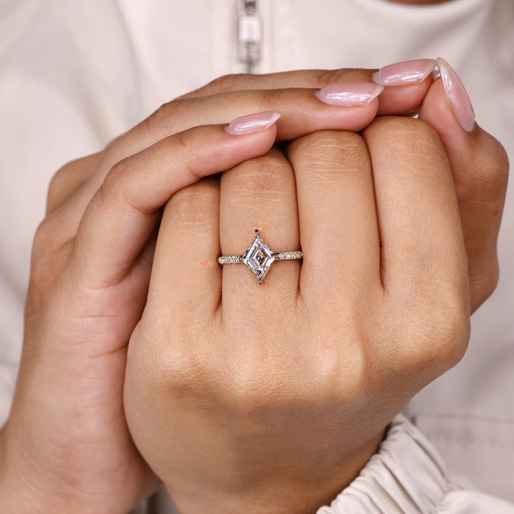 Lab grown lozenge diamond ring IGI certified.
