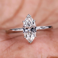 Marquise Solitaire Engagement Ring - White Gold Style