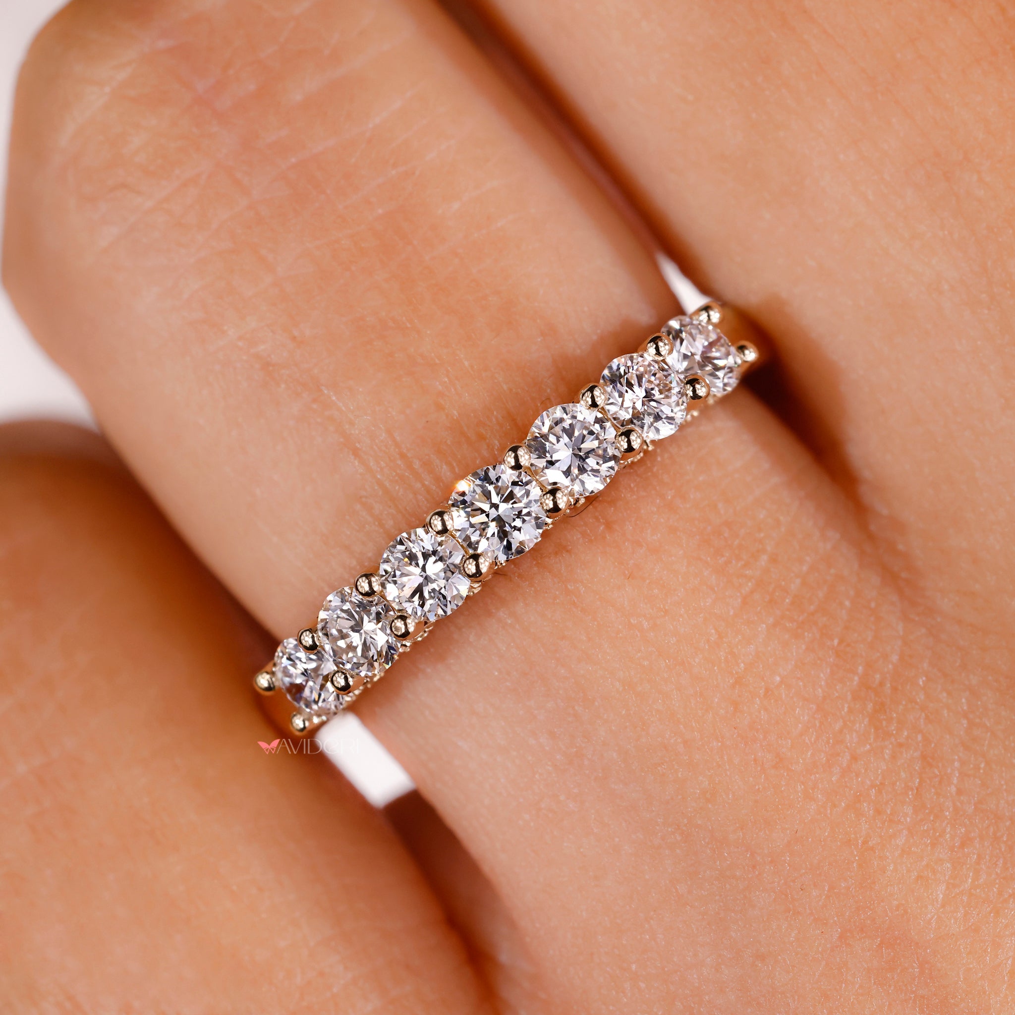 Round Diamond Wedding Band Hidden Micro Pave