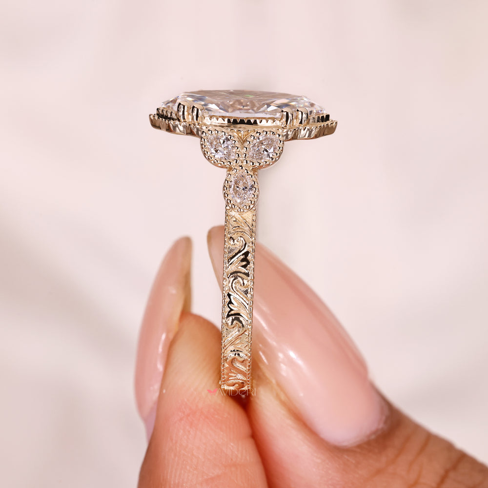 IGI certified marquise diamond ring with cathedral setting style
