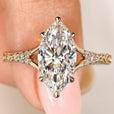 Marquise cut lab grown diamond ring with split shank
