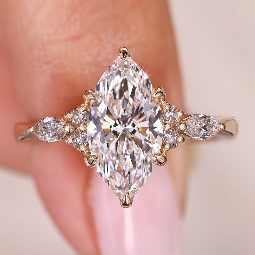 Elegant seven stone marquise diamond ring.
