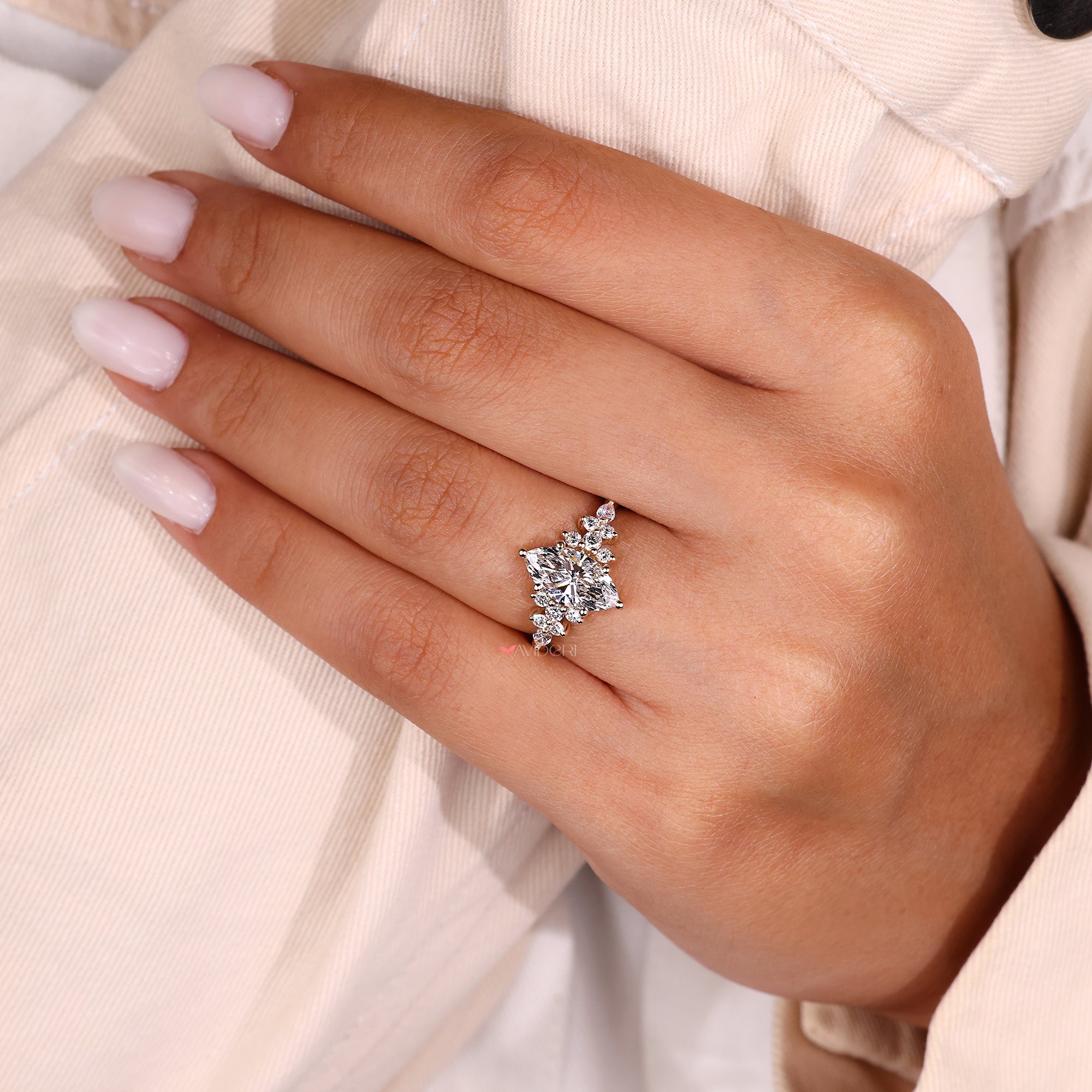 Marquise Diamond Center Stone handmade ring.