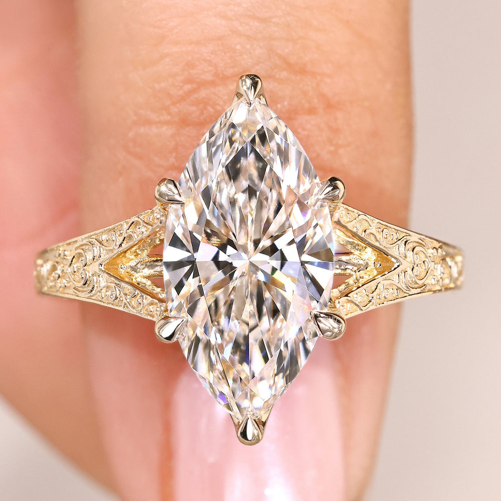 Marquise diamond ring vintage solitaire style.
