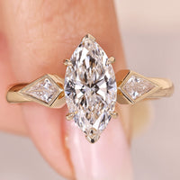 Marquise Diamond Ring in Three Stone Style